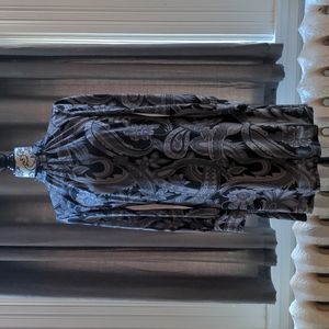 Le Chateau Grey and Black Paisley Dress